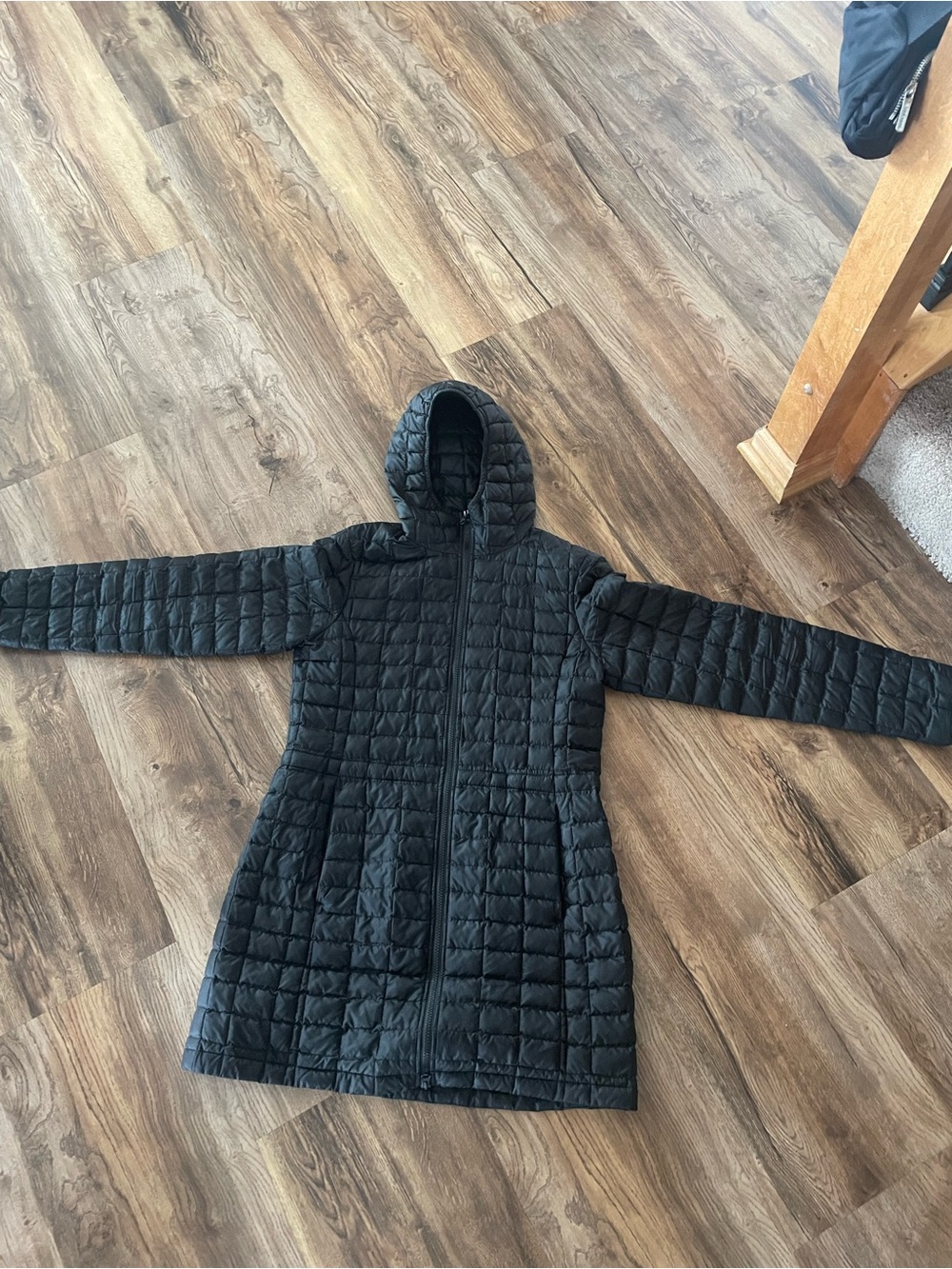 Women's North Face Black Hooded Quilted Coat
